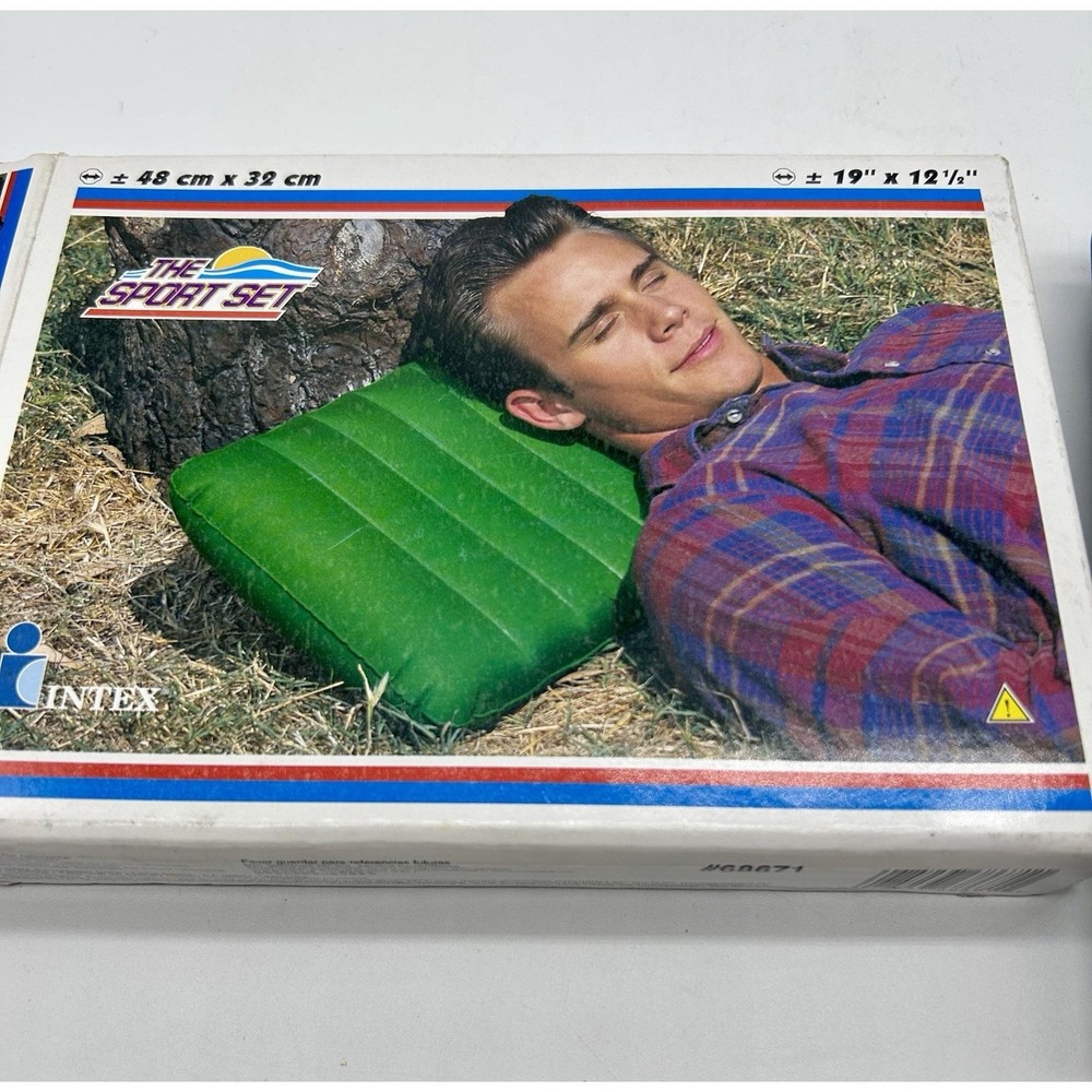 Vtg NIP 2003 Intex Sport Set Inflatable Camping Pillow NOS 19" X 12 1/2" Water